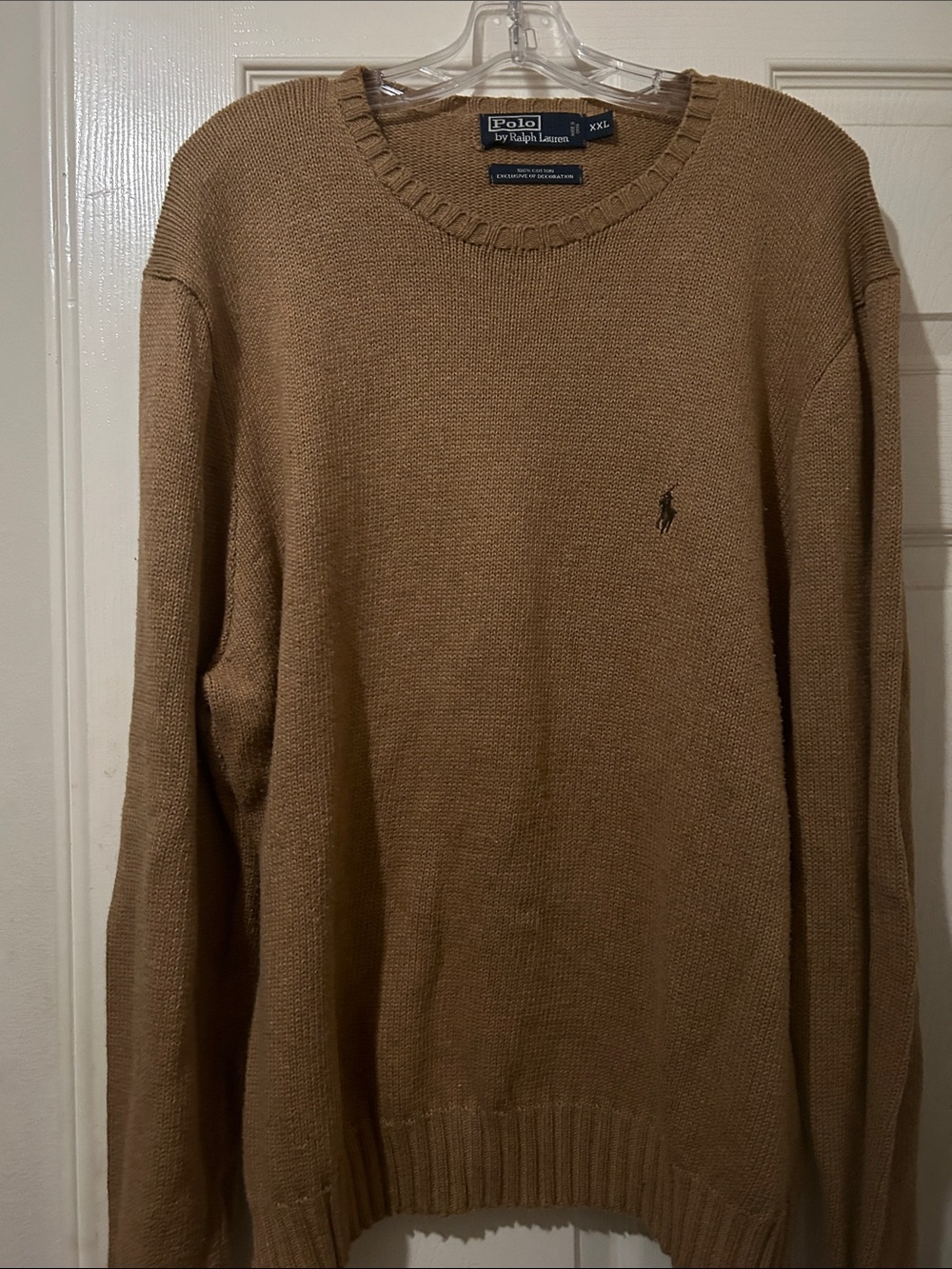 Polo by Ralph Lauren Men's Camel/Tan Crewneck Sweater with Pony Logo
